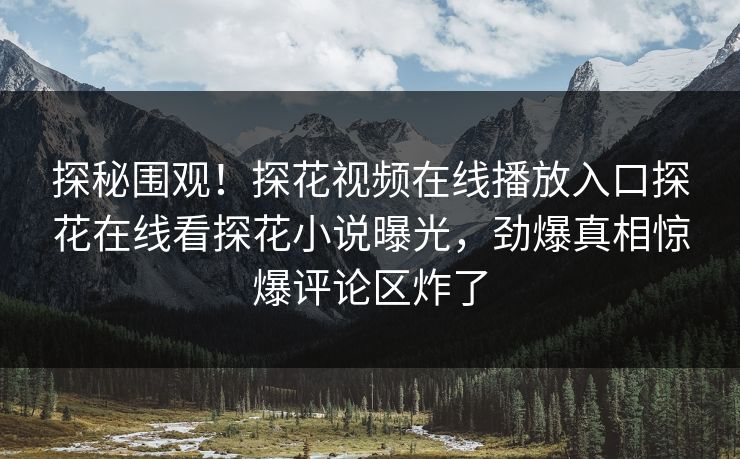 探秘围观！探花视频在线播放入口探花在线看探花小说曝光，劲爆真相惊爆评论区炸了