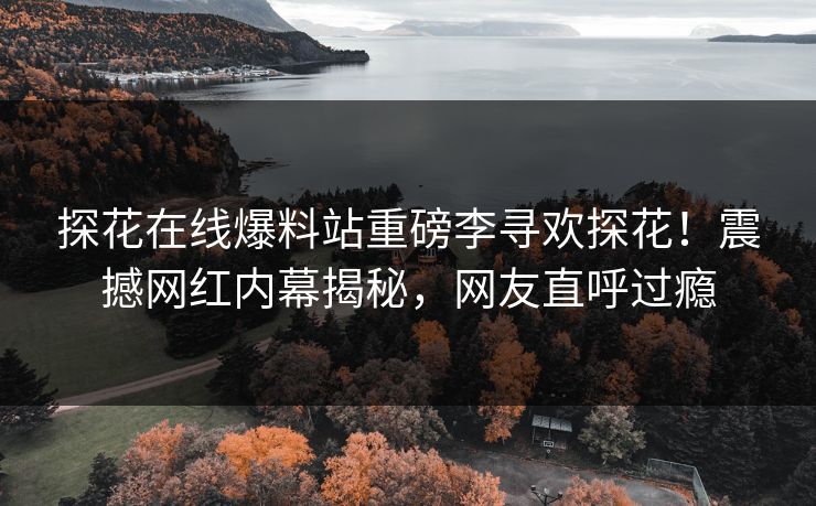探花在线爆料站重磅李寻欢探花！震撼网红内幕揭秘，网友直呼过瘾  第1张