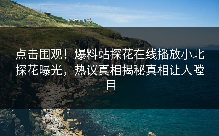 点击围观！爆料站探花在线播放小北探花曝光，热议真相揭秘真相让人瞠目  第1张