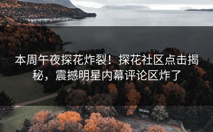 本周午夜探花炸裂！探花社区点击揭秘，震撼明星内幕评论区炸了