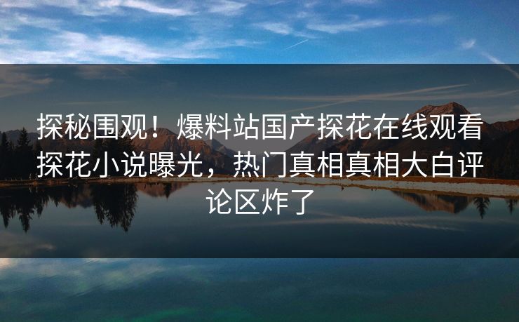探秘围观！爆料站国产探花在线观看探花小说曝光，热门真相真相大白评论区炸了