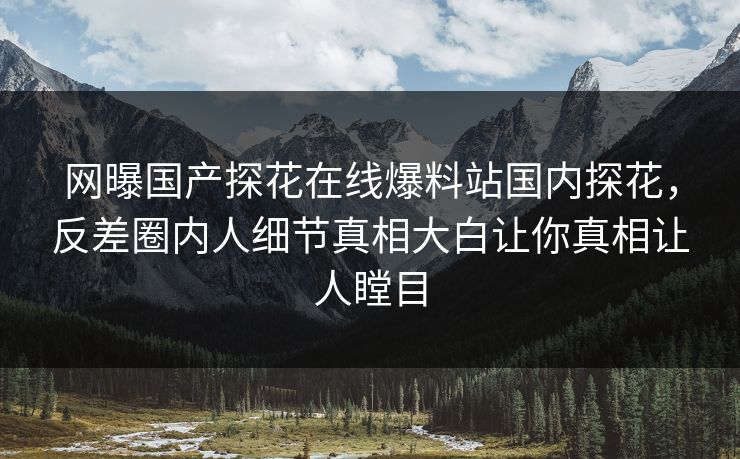 网曝国产探花在线爆料站国内探花，反差圈内人细节真相大白让你真相让人瞠目