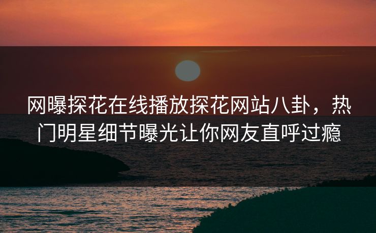 网曝探花在线播放探花网站八卦，热门明星细节曝光让你网友直呼过瘾