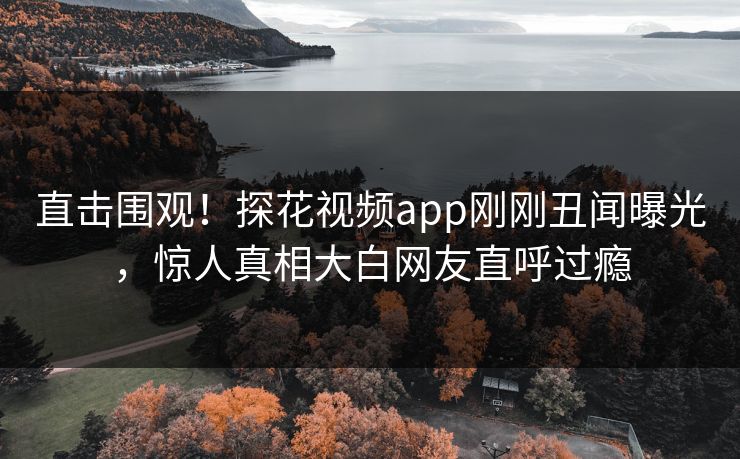 直击围观！探花视频app刚刚丑闻曝光，惊人真相大白网友直呼过瘾