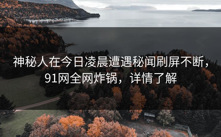 神秘人在今日凌晨遭遇秘闻刷屏不断，91网全网炸锅，详情了解  第1张
