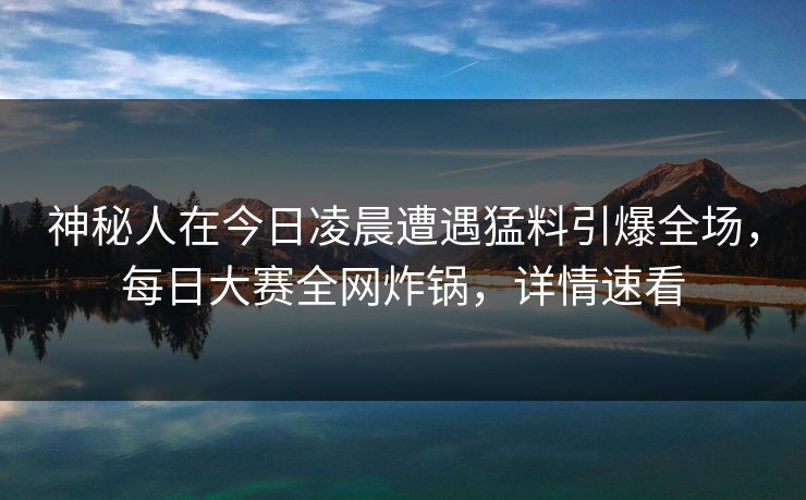 神秘人在今日凌晨遭遇猛料引爆全场，每日大赛全网炸锅，详情速看  第1张