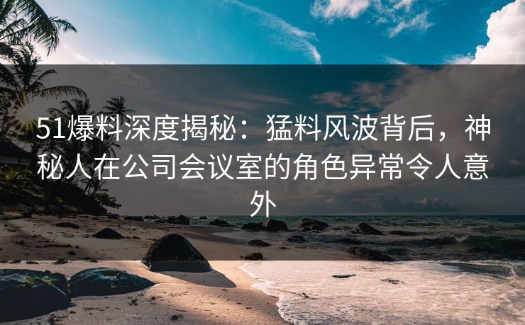 51爆料深度揭秘：猛料风波背后，神秘人在公司会议室的角色异常令人意外