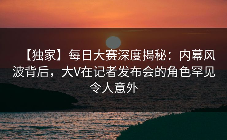 【独家】每日大赛深度揭秘：内幕风波背后，大V在记者发布会的角色罕见令人意外